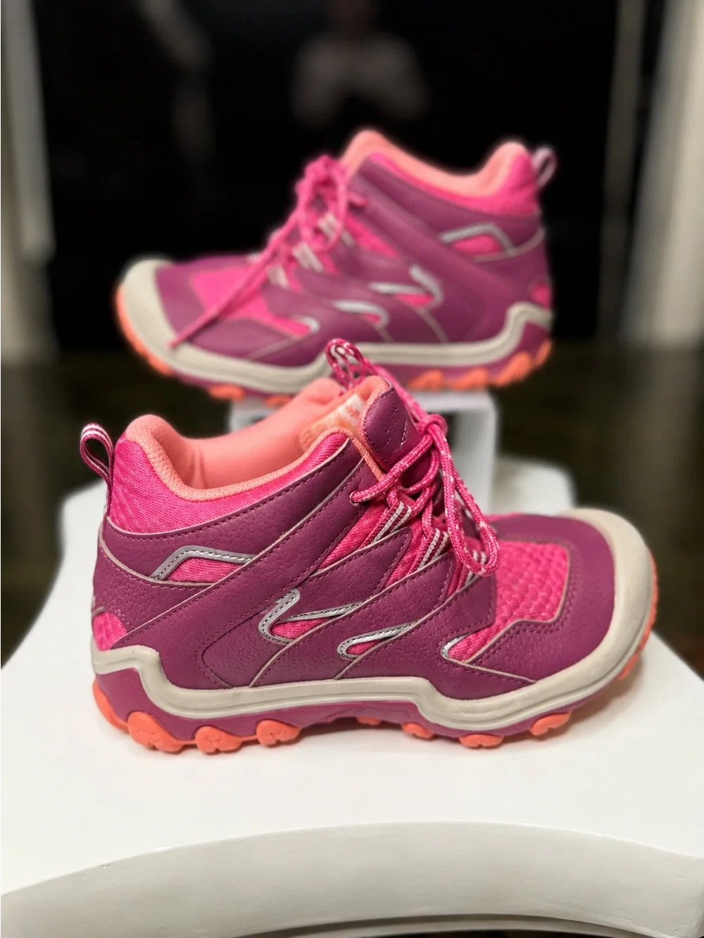 Merrell Chameleon 7 Mid Waterproof Kids Hiking Shoes Pink Purple US 12.5 EUC